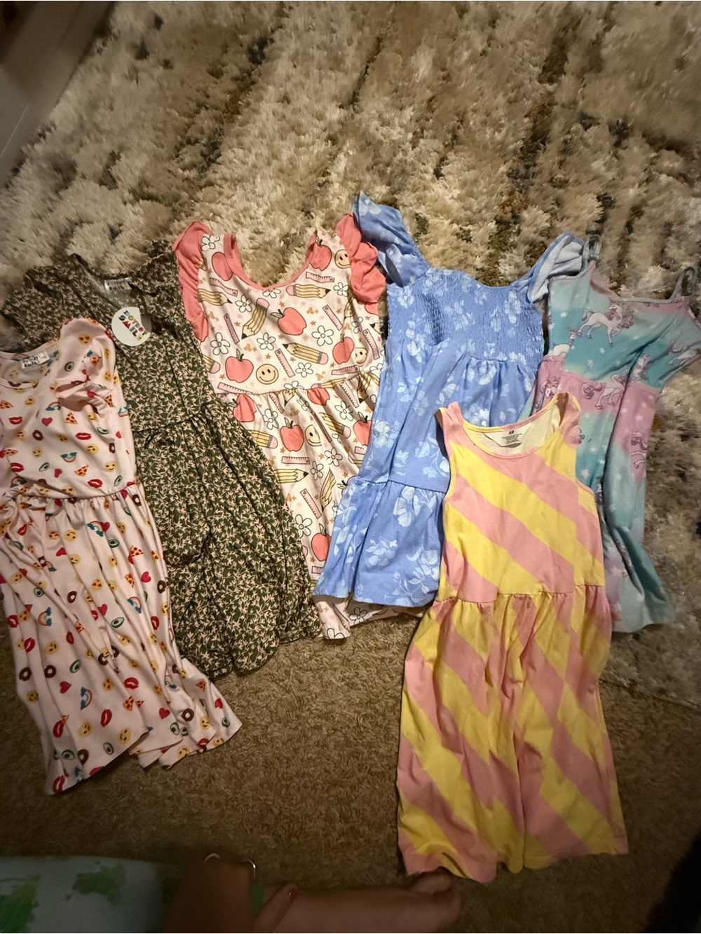 Girls Mixed Print Summer Dress Bundle - Pastel Pink, Yellow, Blue, Green